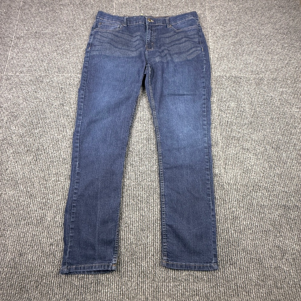 Monument Mens Straight Leg Dark Wash Stretch Denim Jeans Blue Size 37x30